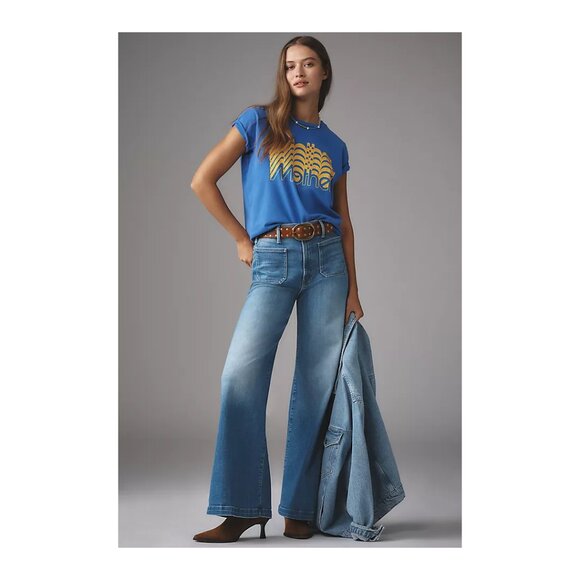 MOTHER The Hustler Roller Patch Pocket Sneak Wide Leg Jeans in Piece By Piece - Picture 12 of 13